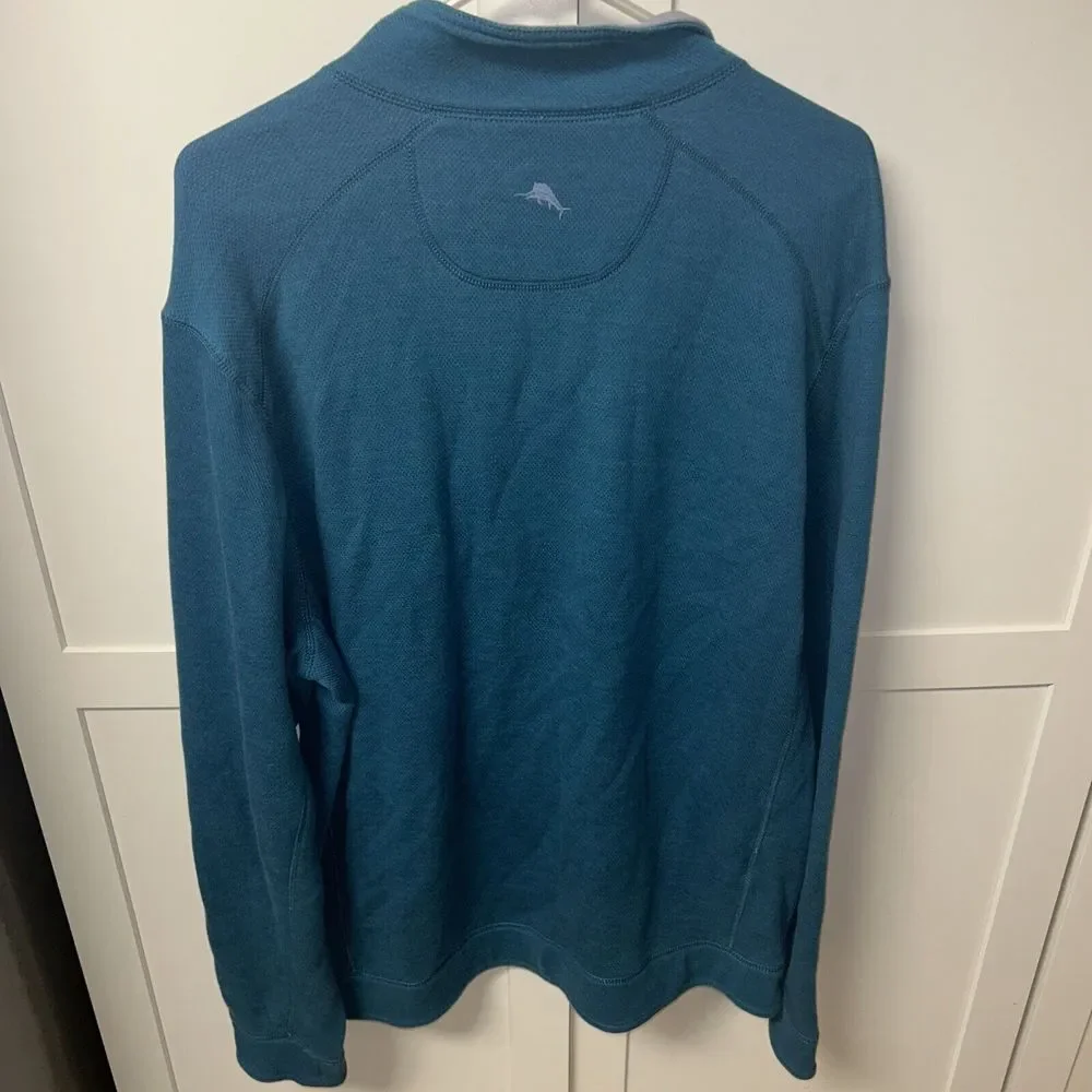Tommy‎ Bahama Men's Large Quarter Zip Pullover Blue Heavy Sweater